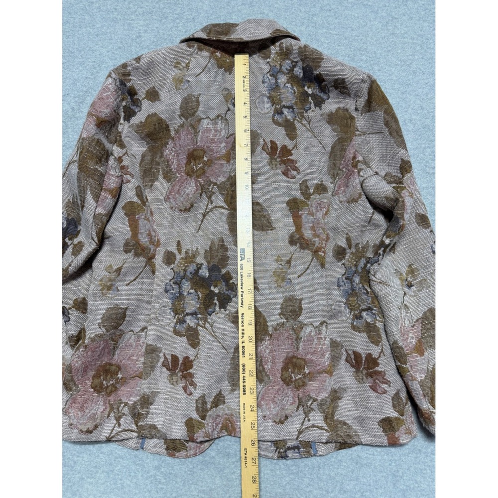 J. Jill Floral Tapestry Blazer Mauve Brown Multi Button Front Jacket 14T Tall - Picture 2 of 13
